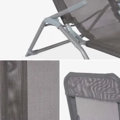 Set of 4 textilene folding sun loungers with 2 positions