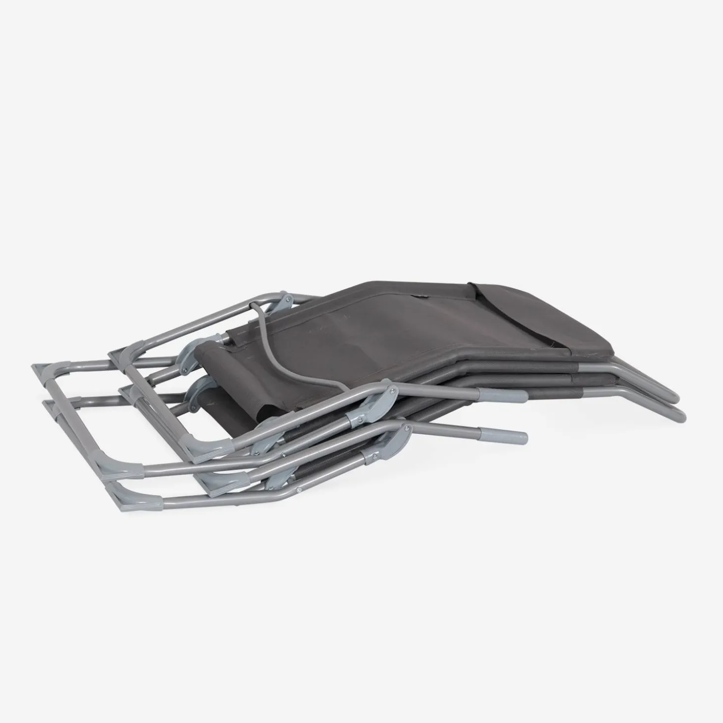 Set of 4 textilene folding sun loungers with 2 positions
