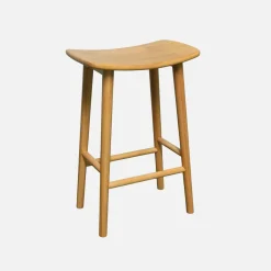 Set of 2 vintage bar stools, rubberwood