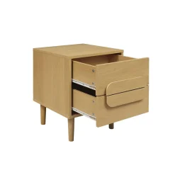 Set of 2 vintage wood effect bedside tables with 2 drawers