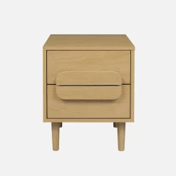 Set of 2 vintage wood effect bedside tables with 2 drawers