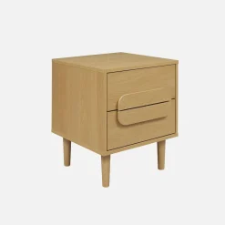 Set of 2 vintage wood effect bedside tables with 2 drawers