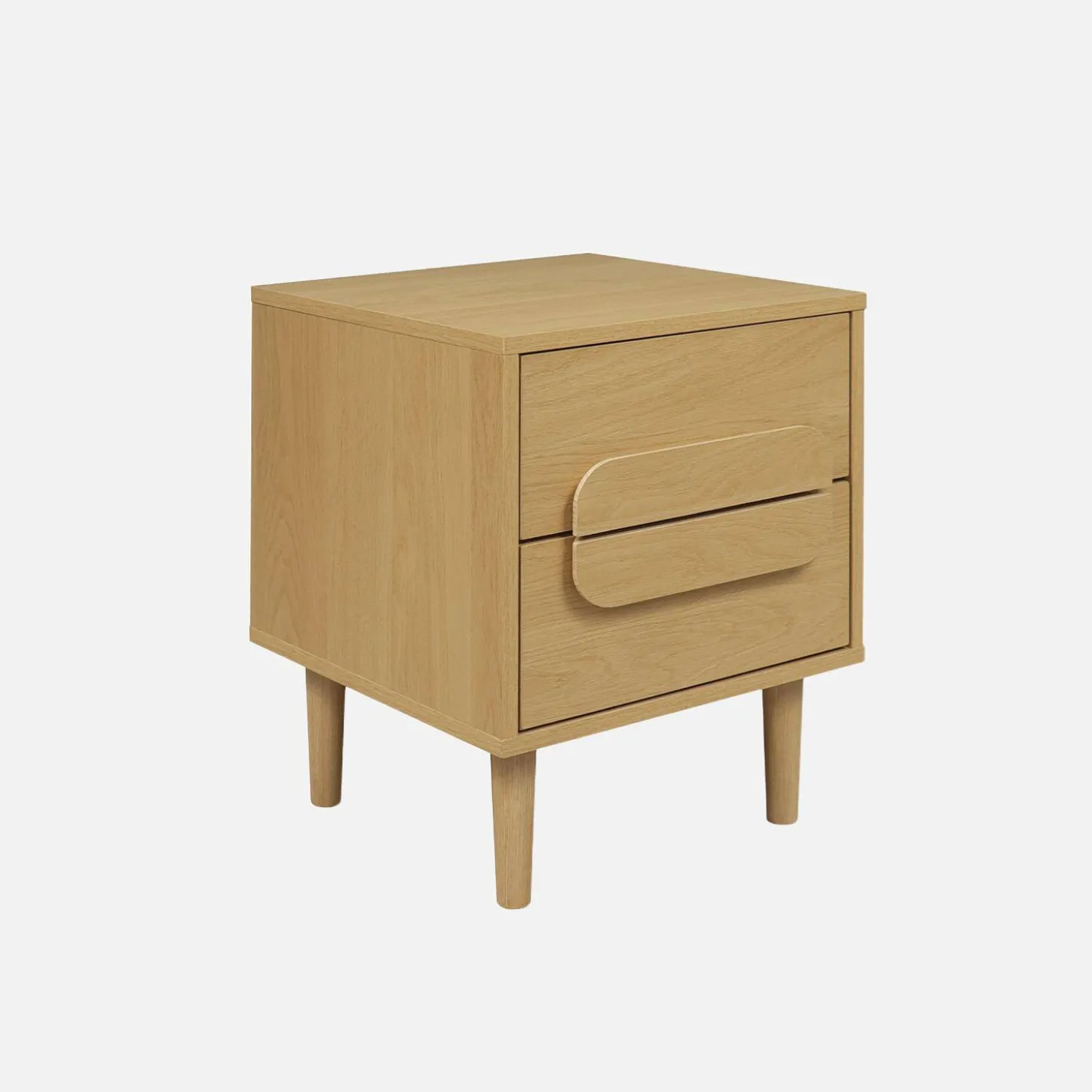 Set of 2 vintage wood effect bedside tables with 2 drawers