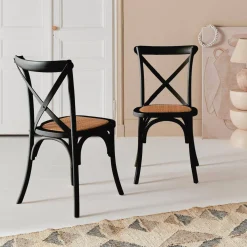 Set of 2 Vintage Wooden Bistro Chairs