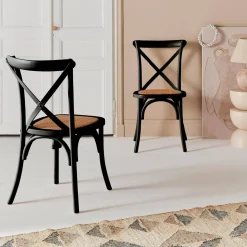 Set of 2 Vintage Wooden Bistro Chairs