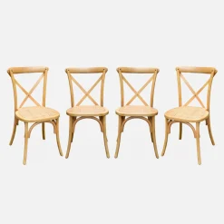 Set of 4 vintage wooden bistro chairs