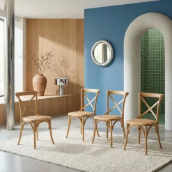 Set of 4 vintage wooden bistro chairs