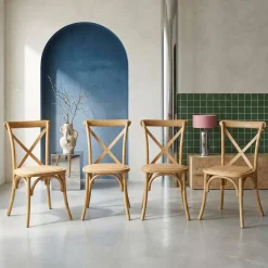 Set of 4 vintage wooden bistro chairs