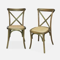 Set of 2 Vintage Wooden Bistro Chairs