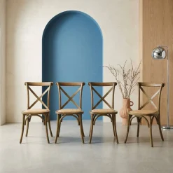 Set of 4 vintage wooden bistro chairs