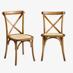 Set of 2 Vintage Wooden Bistro Chairs