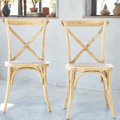 Set of 2 Vintage Wooden Bistro Chairs