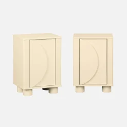 Set of 2 wood effect bedside tables with reversible door