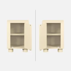 Set of 2 wood effect bedside tables with reversible door