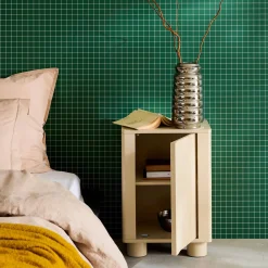 Set of 2 wood effect bedside tables with reversible door