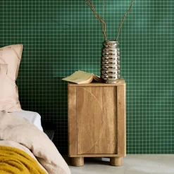 Set of 2 wood effect bedside tables with reversible door