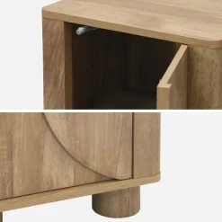 Set of 2 wood effect bedside tables with reversible door