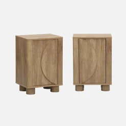 Set of 2 wood effect bedside tables with reversible door