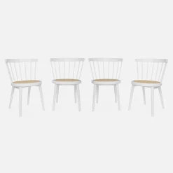 Set of 4 wooden and caned chairs