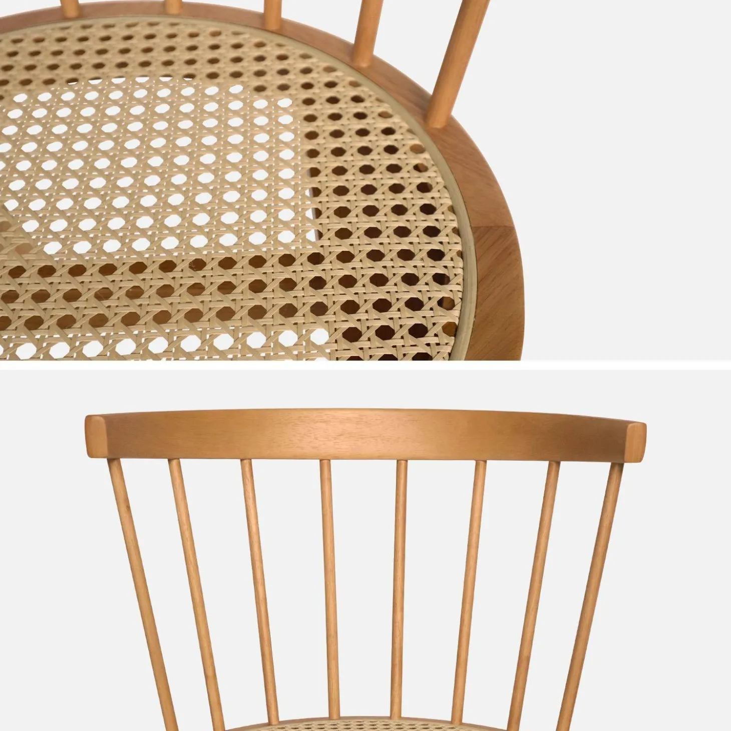 Set of 4 wooden and caned chairs
