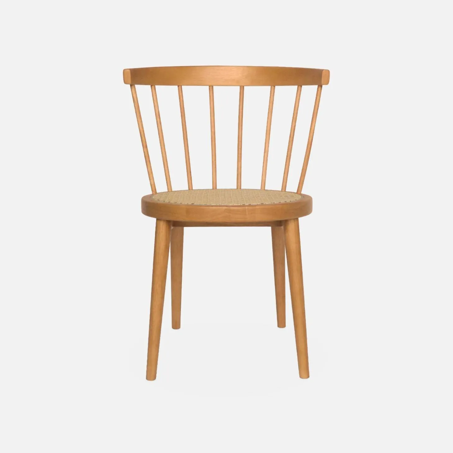 Set of 4 wooden and caned chairs