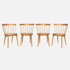 Set of 4 wooden and caned chairs