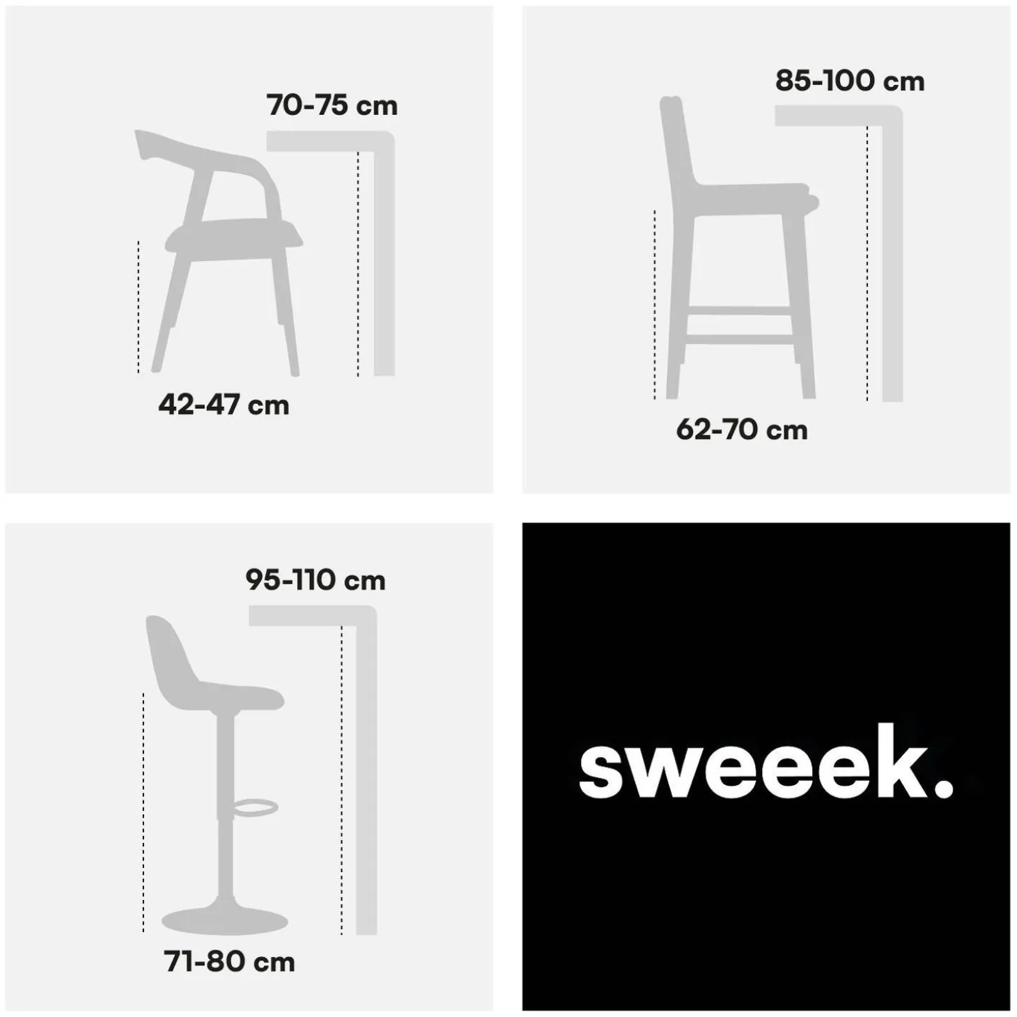 Set of 4 wooden and caned chairs