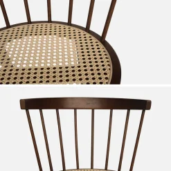 Set of 4 wooden and caned chairs