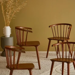 Set of 4 wooden and plywood chairs