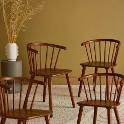 Set of 4 wooden and plywood chairs