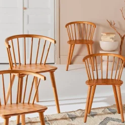 Set of 4 wooden and plywood chairs