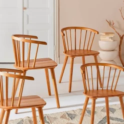 Set of 4 wooden and plywood chairs