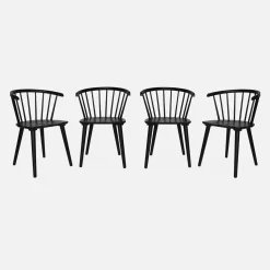 Set of 4 wooden and plywood chairs