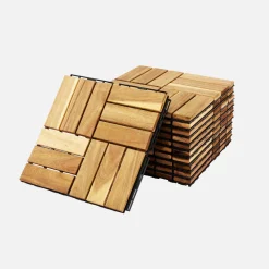 Set of 30x30cm wooden patio tiles, square pattern