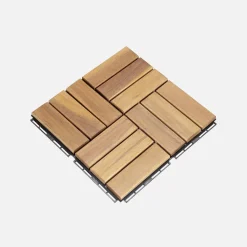 Set of 30x30cm wooden patio tiles, square pattern