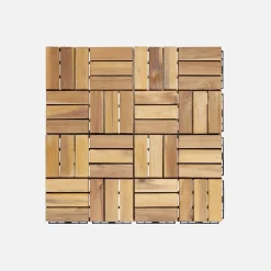 Set of 30x30cm wooden patio tiles, square pattern