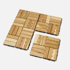 Set of 30x30cm wooden patio tiles, square pattern