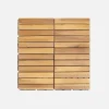 Set of 30x30cm wooden patio tiles with slats