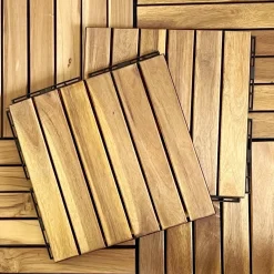 Set of 30x30cm wooden patio tiles with slats