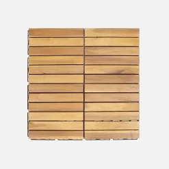 Set of 30x30cm wooden patio tiles with slats
