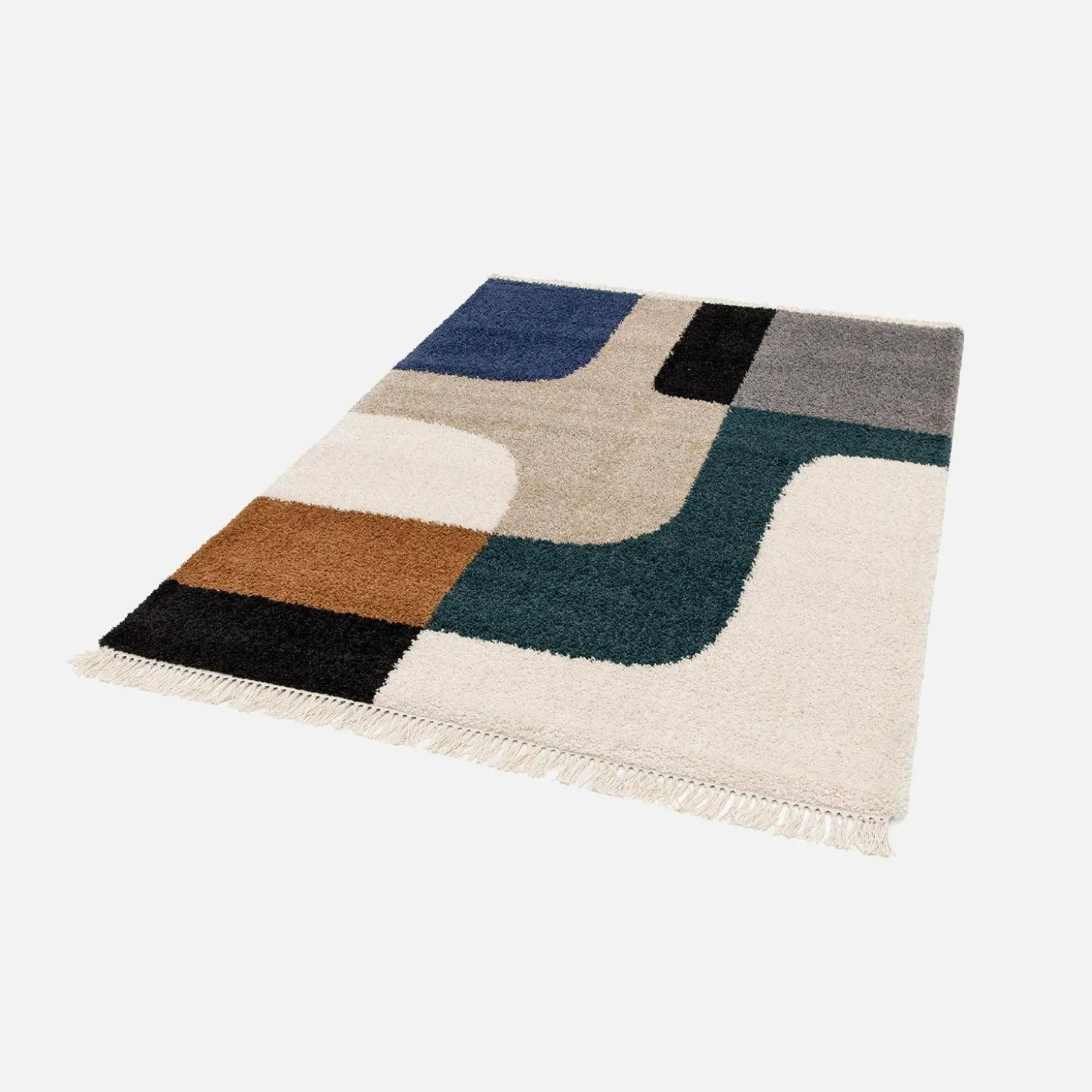 Shaggy rug with geometric pattern, cream