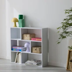 3-shelf bookcase with 6 compartments