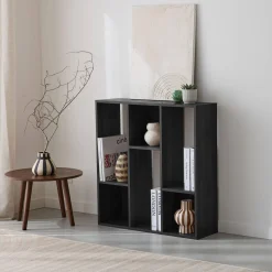 3-shelf bookcase with 6 compartments