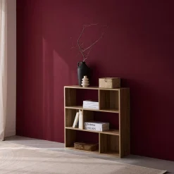3-shelf bookcase with 6 compartments