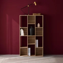 3-shelf bookshelf with 12 compartments