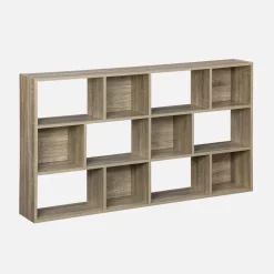 3-shelf bookshelf with 12 compartments