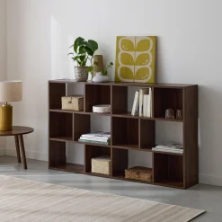 3-shelf bookshelf with 12 compartments