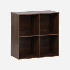 Shelf, bookshelf, wood decor storage module 4 compartments