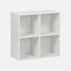 Shelf, bookshelf, wood decor storage module 4 compartments