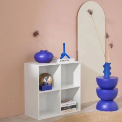 Shelf, bookshelf, wood decor storage module 4 compartments